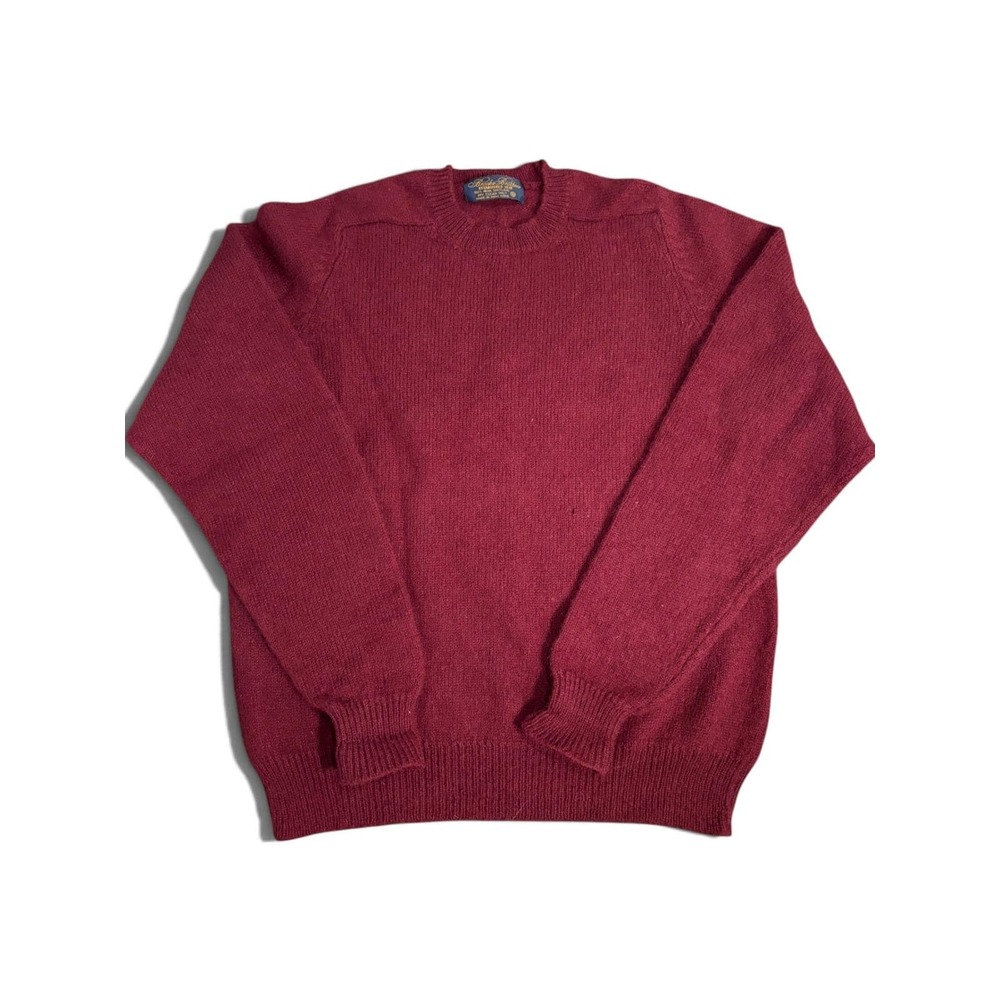 Brooks Brothers Vintage Shetland Wool Crewneck Sweater Burgundy Red Mens S IVY